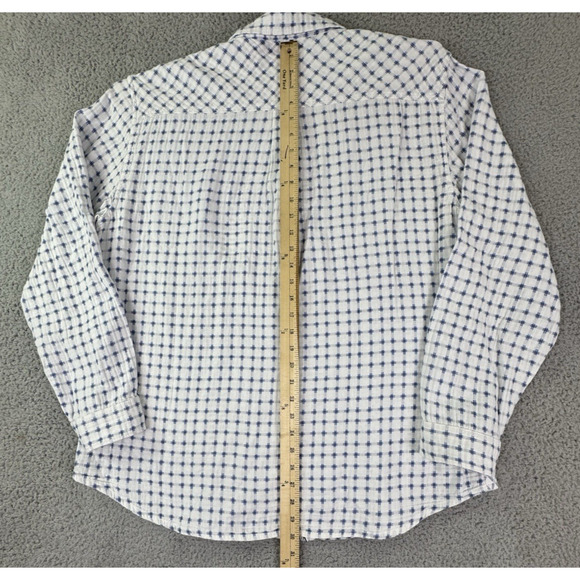 Carbon2Cobalt Mens XL Cotton Grid Shirt White Blue - Picture 7 of 15